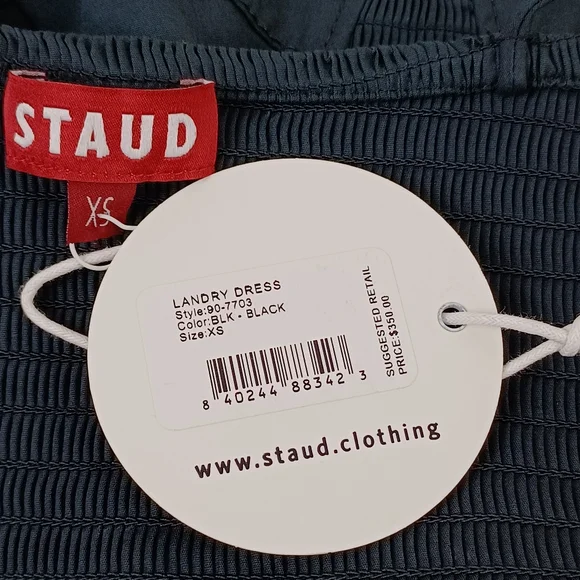 Staud Landry Maxi Dress Size XS Women Feminine Cotton Blend Pockets Smock Black - Picture 10 of 13